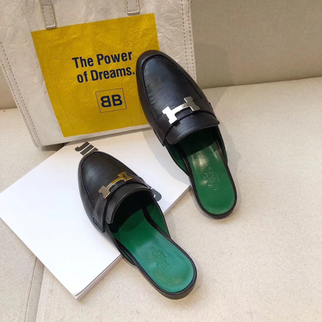 Hermes Trocadero Mules In Black Goatskin - Image 7