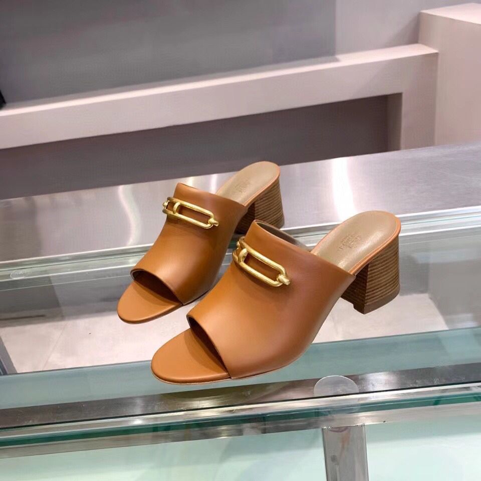 Hermes Camilla Mules 60MM In Brown Calfskin - Image 4