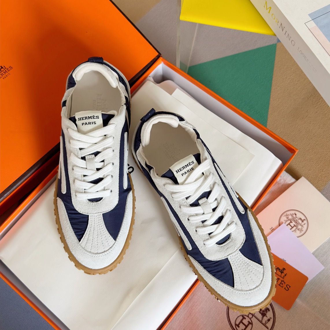 Hermes Women's Jet Sneakers in Blue Technical Canvas - Image 3