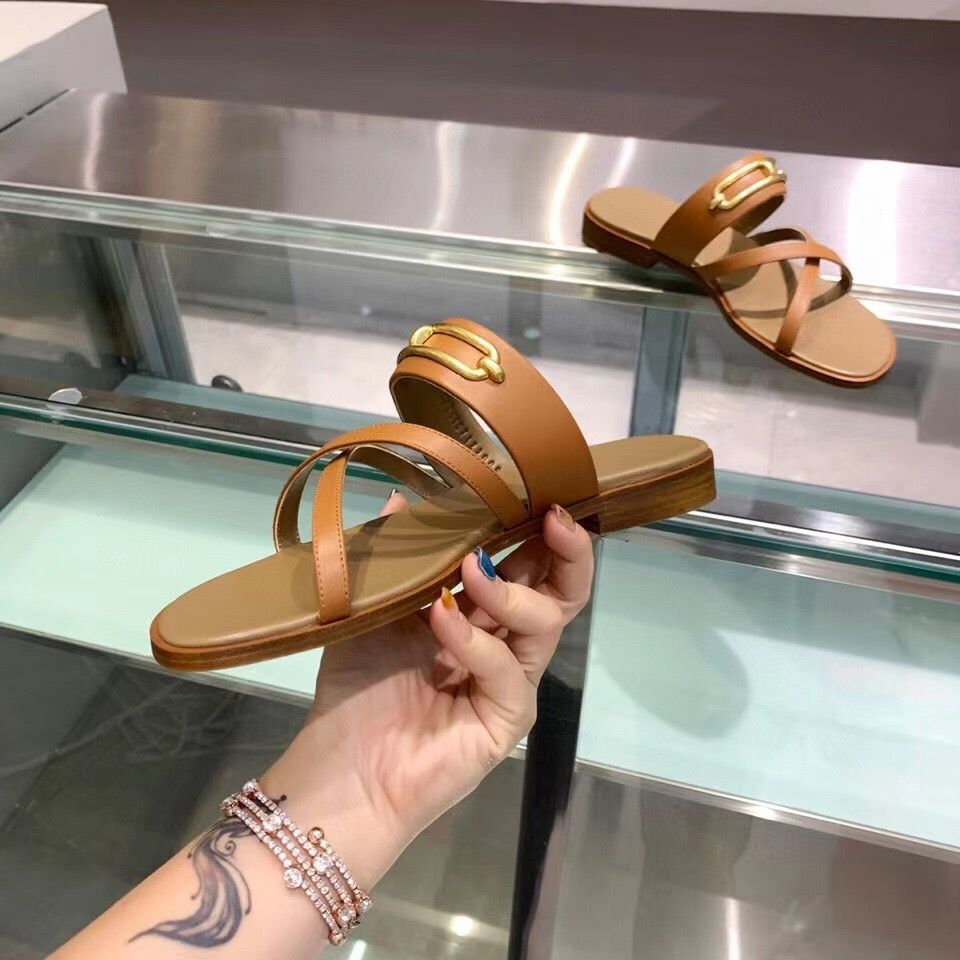 Hermes Claire Sandals In Brown Calfskin - Image 7