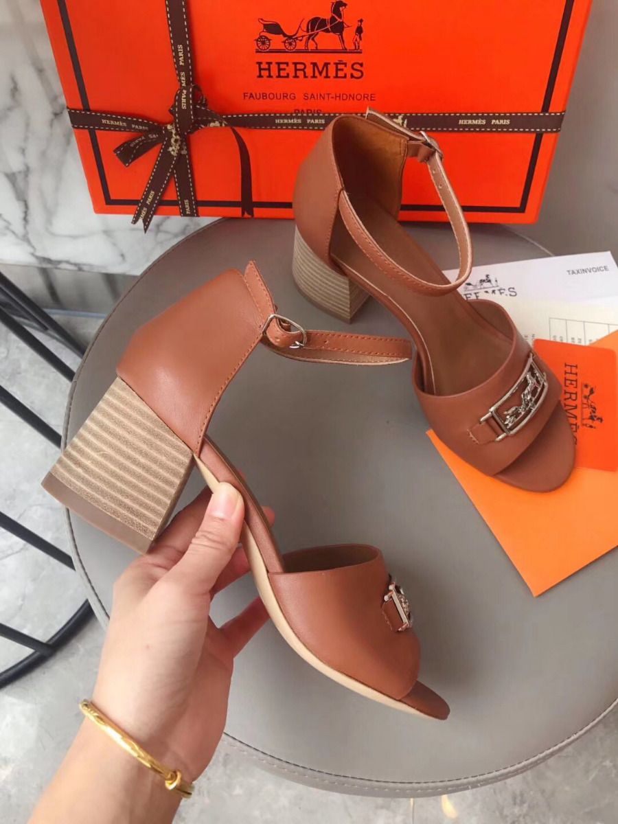 Hermes Viaggio 60MM Sandals In Brown Leather - Image 7