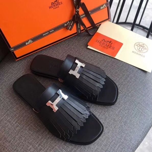 Hermes Auteuil Sandals In Black Calfskin - Image 4