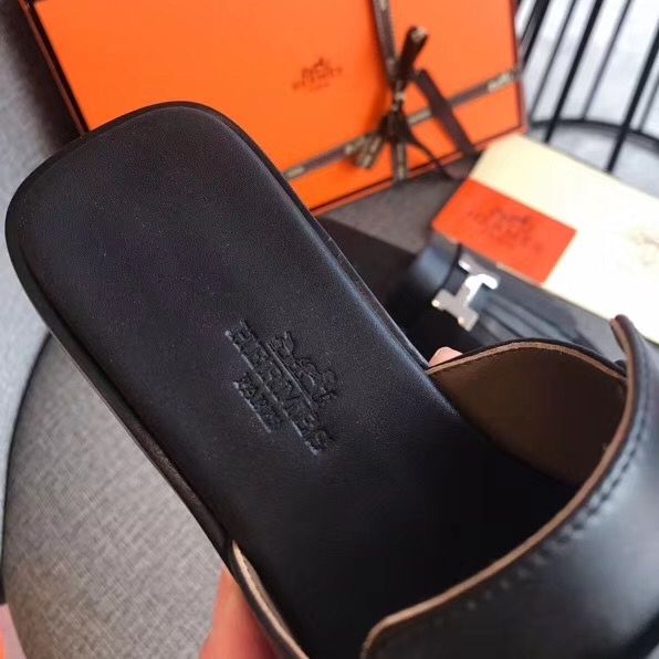 Hermes Auteuil Sandals In Black Calfskin - Image 7