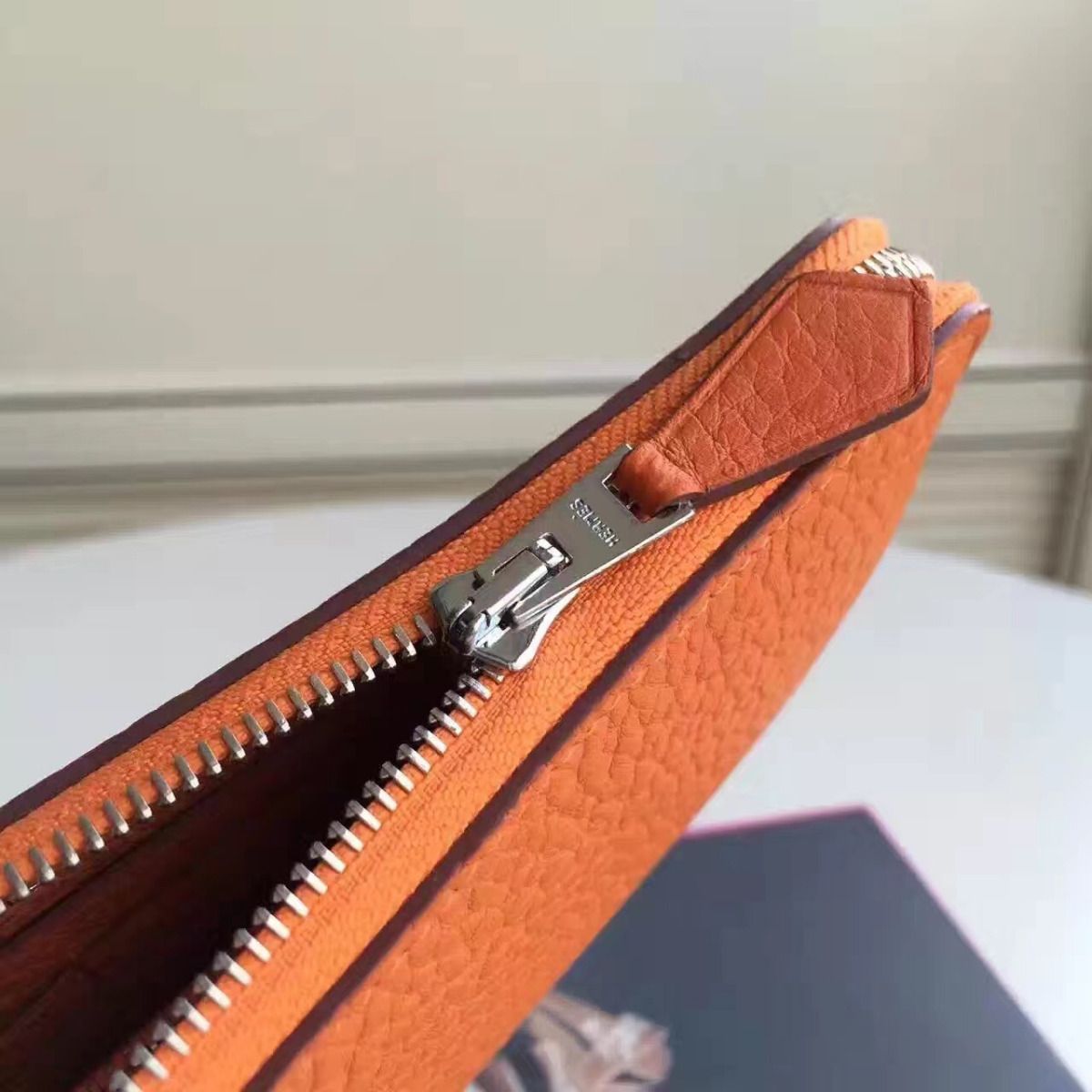 Hermes Orange Clemence Azap Zipped Wallet - Image 6