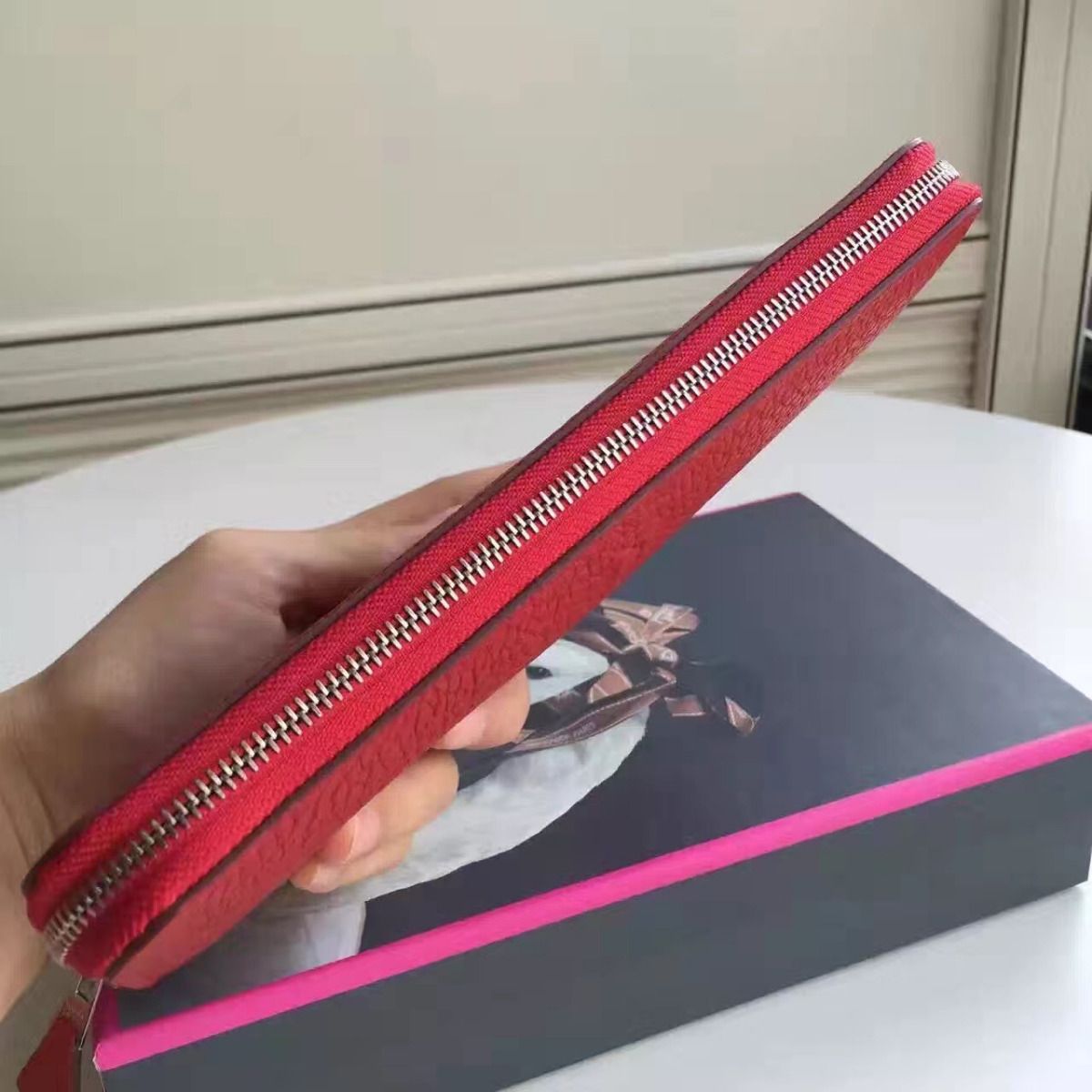 Hermes Red Clemence Azap Zipped Wallet - Image 5