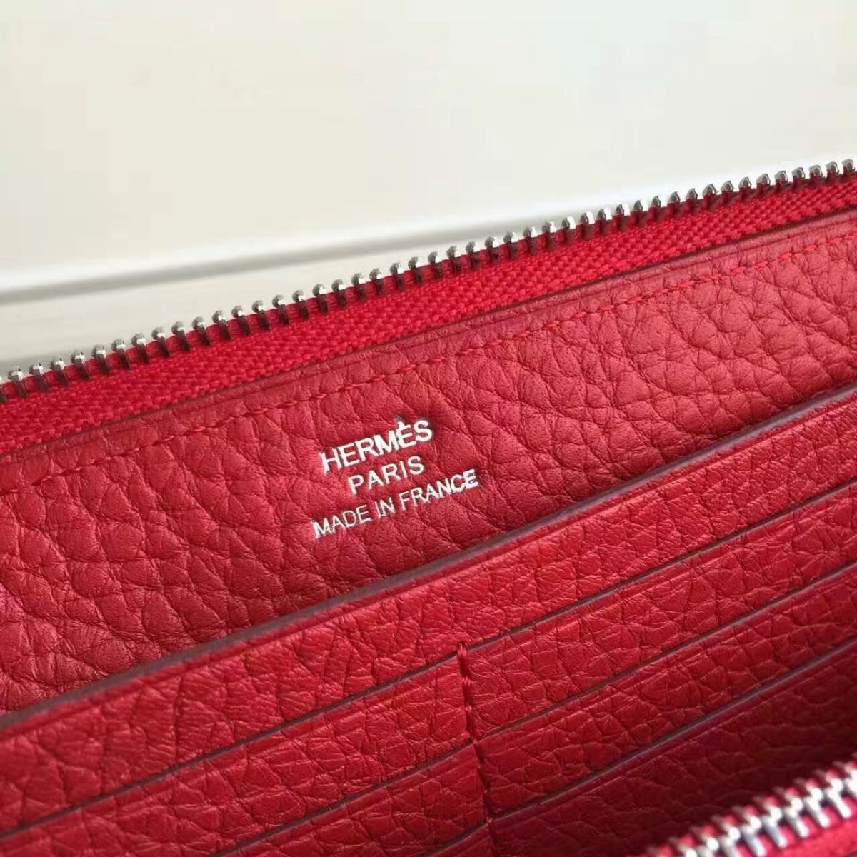 Hermes Red Clemence Azap Zipped Wallet - Image 8