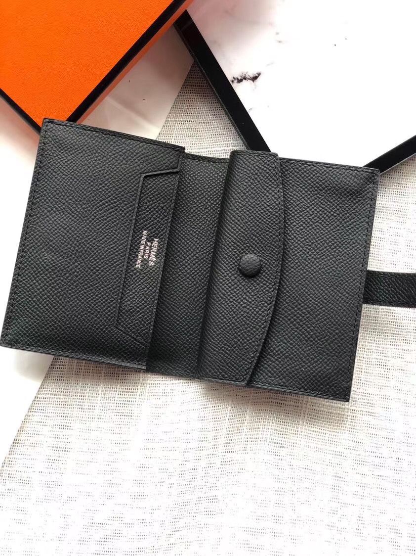 Hermes Bearn Mini Wallet In Black Epsom Leather - Image 4