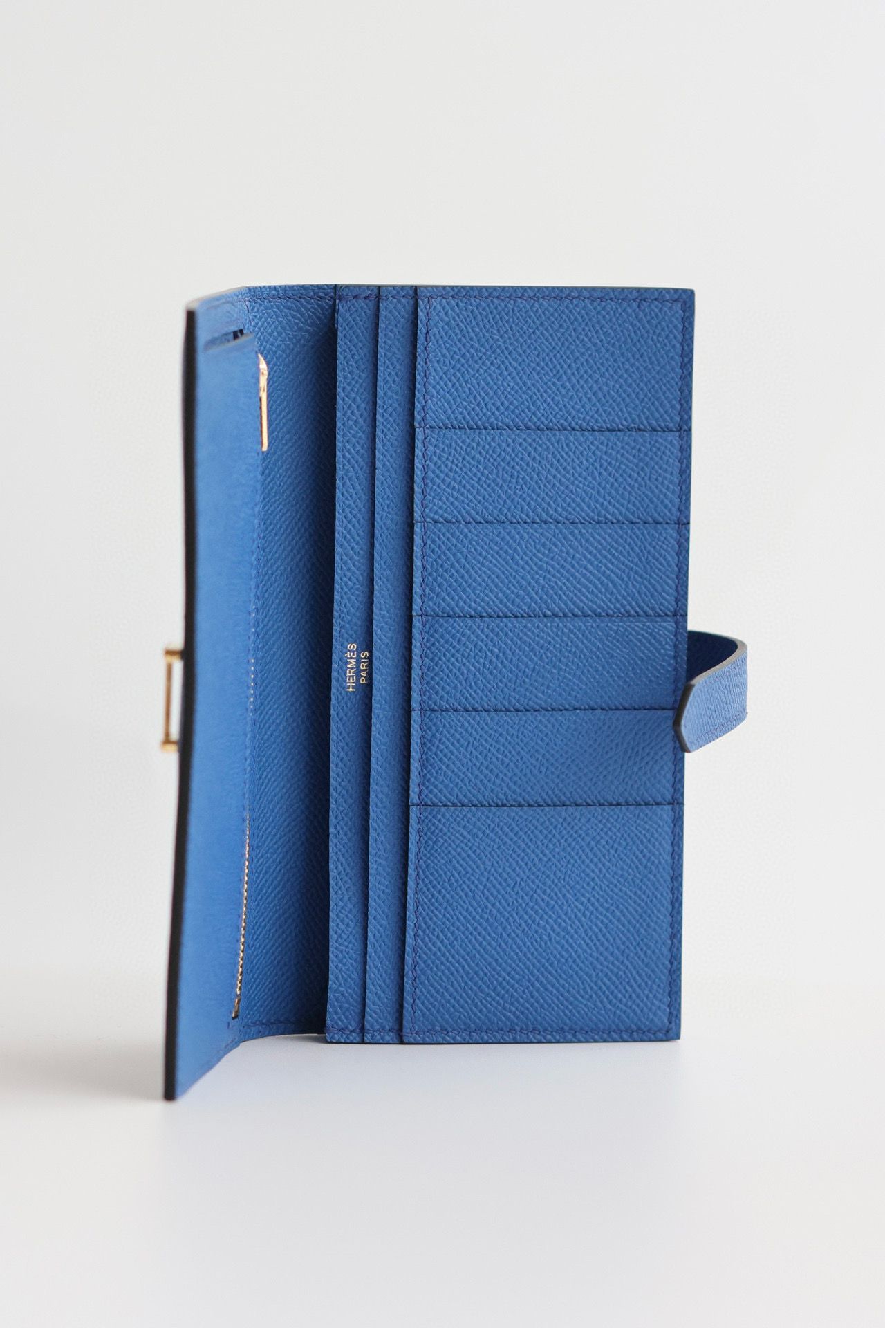 Hermes Bearn Long Handmade Wallet in Blue France Epsom Calfskin - Image 4