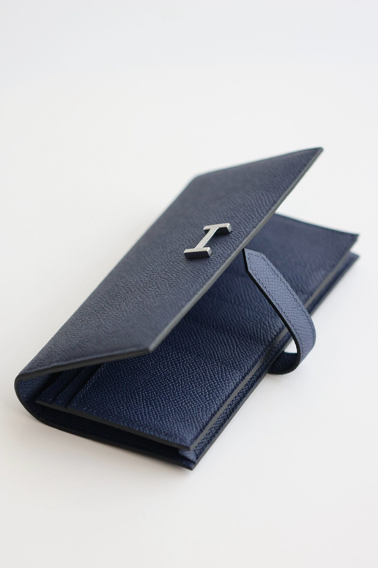 Hermes Bearn Long Handmade Wallet in Blue Saphir Epsom Calfskin - Image 4