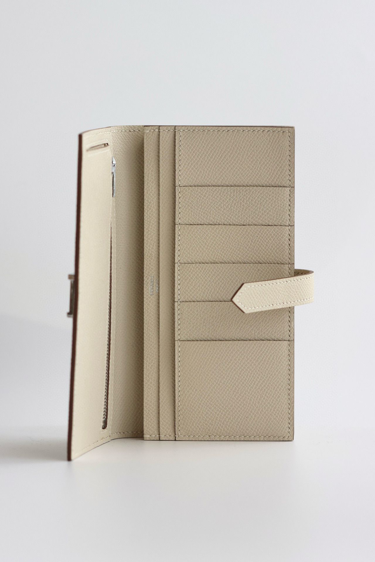Hermes Bearn Long Handmade Wallet in Craie Epsom Calfskin - Image 4