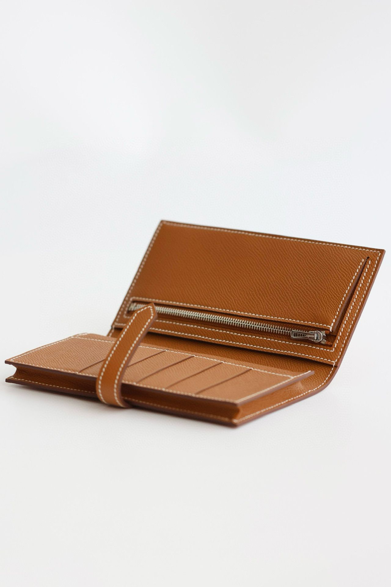 Hermes Bearn Long Handmade Wallet in Gold Epsom Calfskin - Image 8