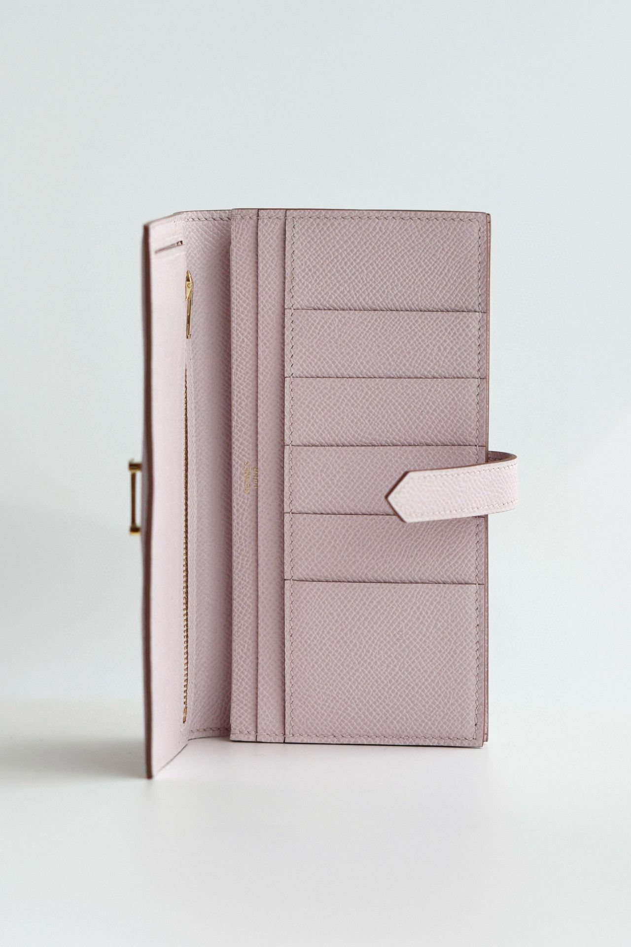 Hermes Bearn Long Handmade Wallet in Mauve Pale Epsom Calfskin - Image 4