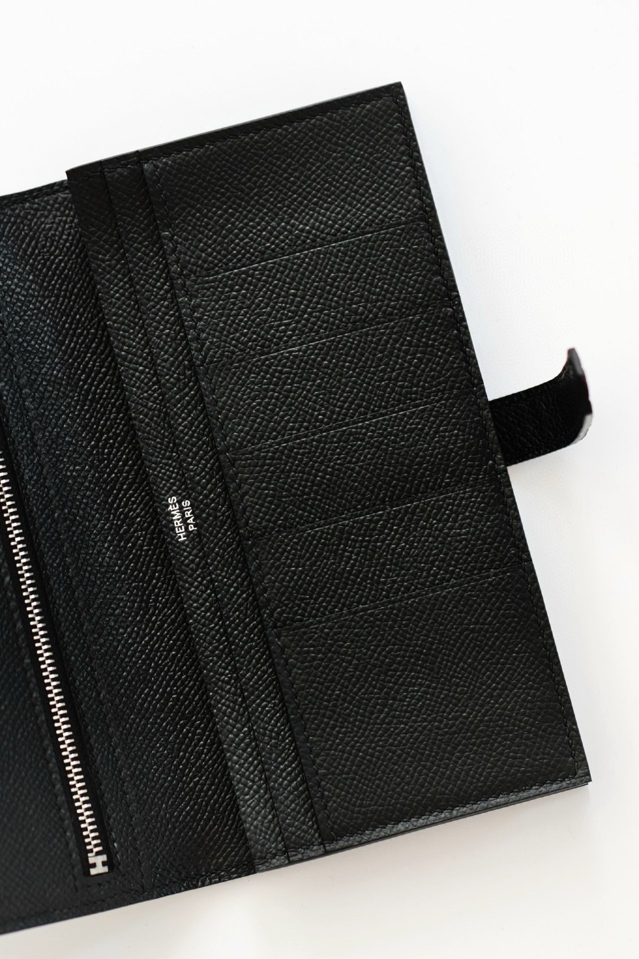 Hermes Bearn Long Handmade Wallet in All Black - Image 7