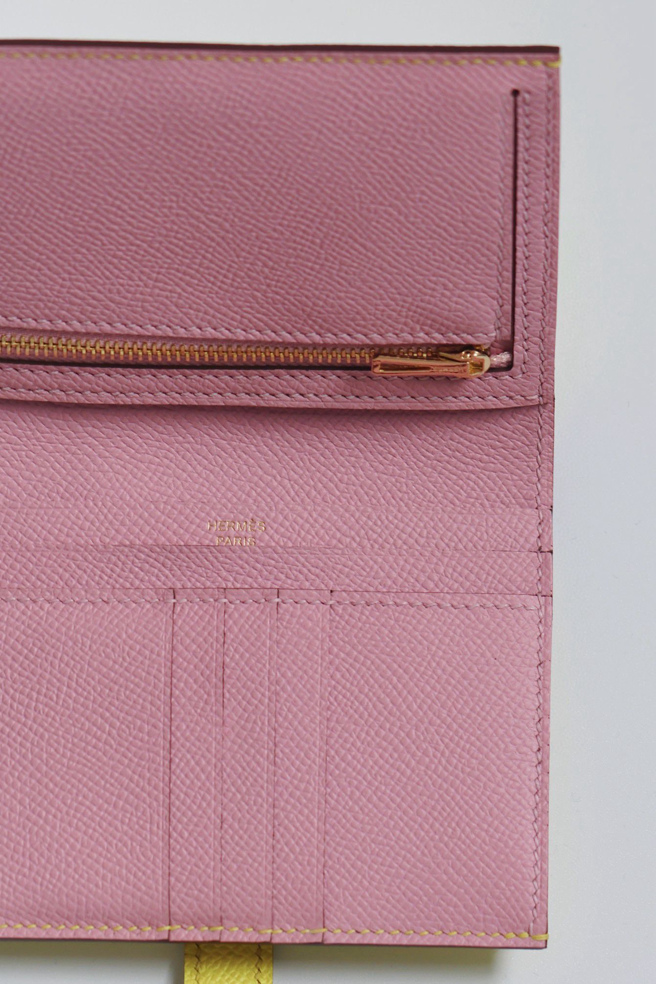 Hermes Bearn Compact Verso Handmade Wallet in Lime Epsom Calfskin - Image 6