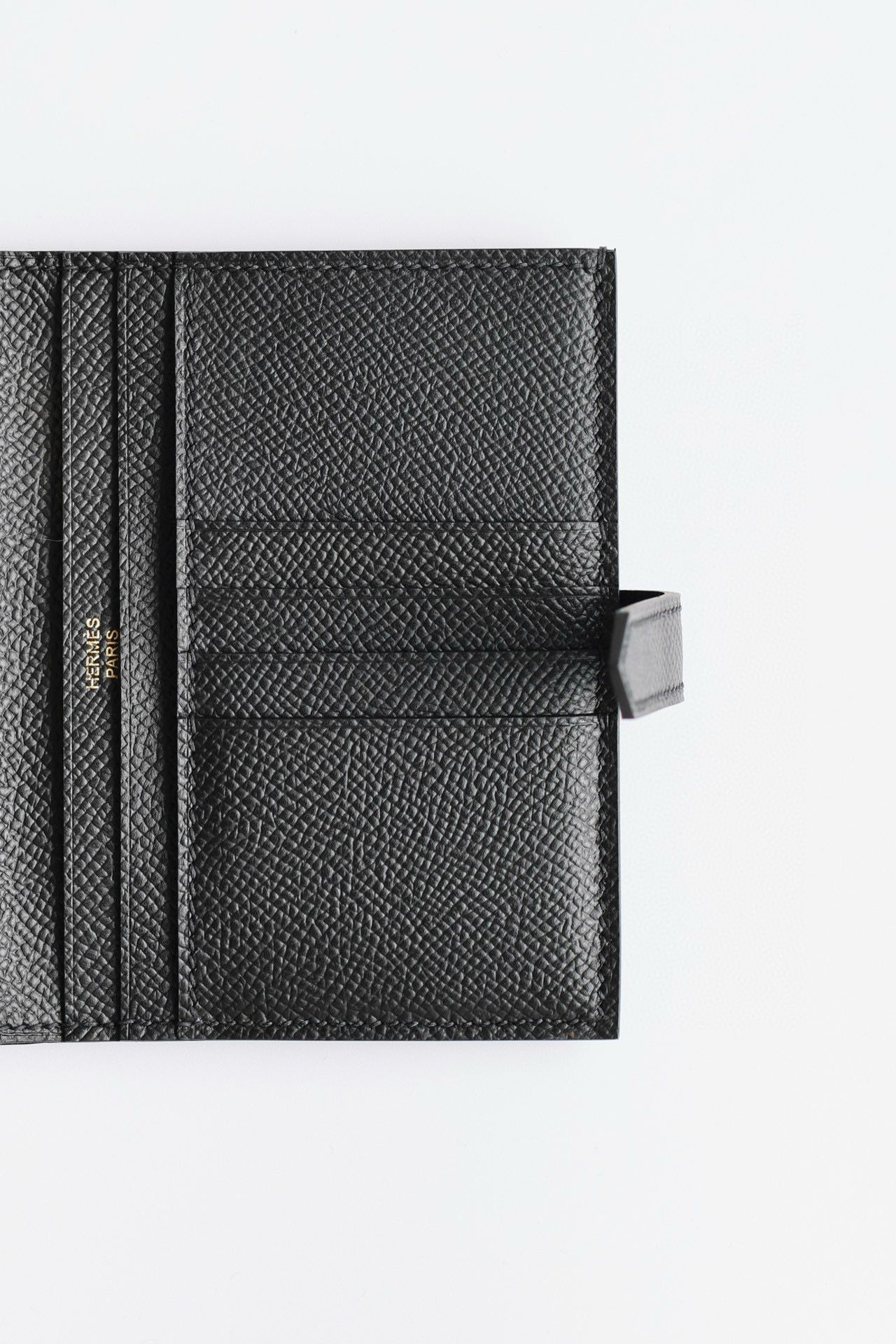 Hermes Bearn Compact Handmade Wallet in Black Epsom Calfskin - Image 4