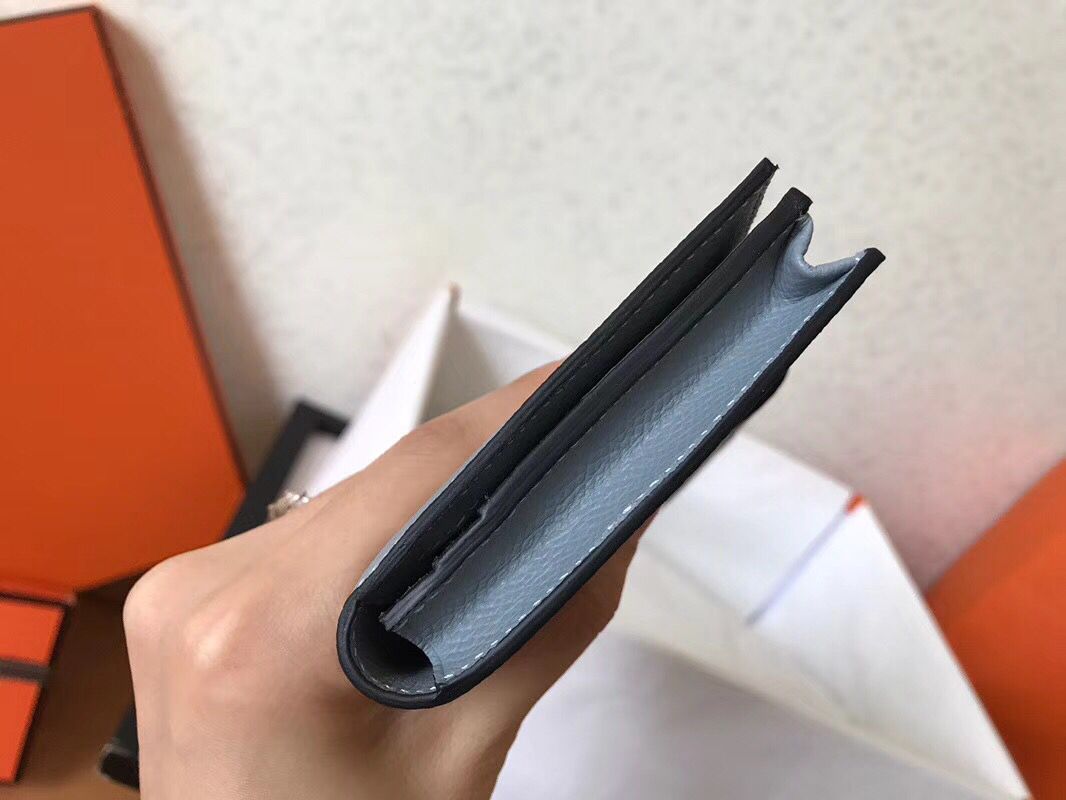 Hermes Blue Lin Epsom Bearn Gusset Wallet - Image 4