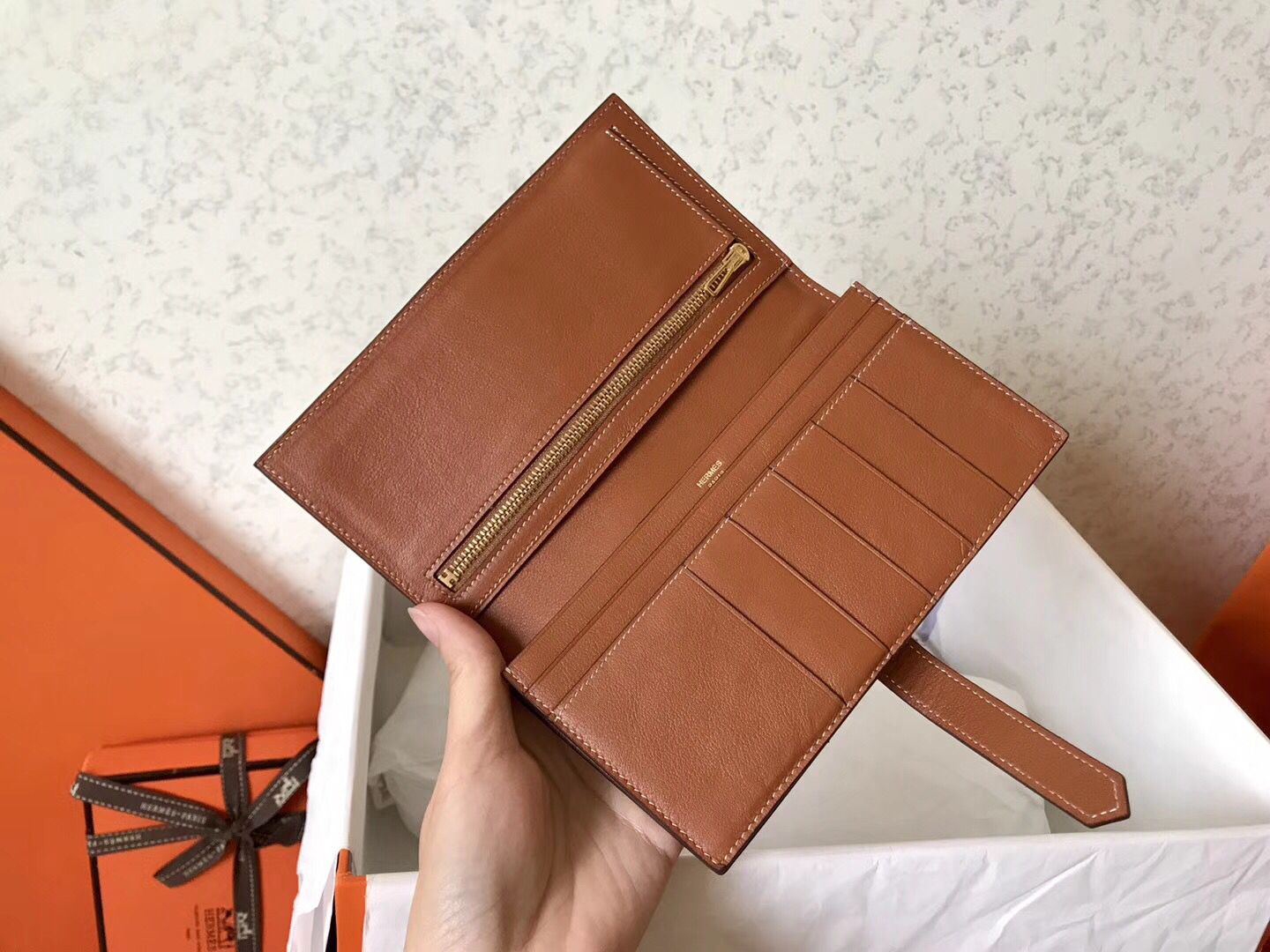 Hermes Gold Swift Bearn Gusset Wallet - Image 5