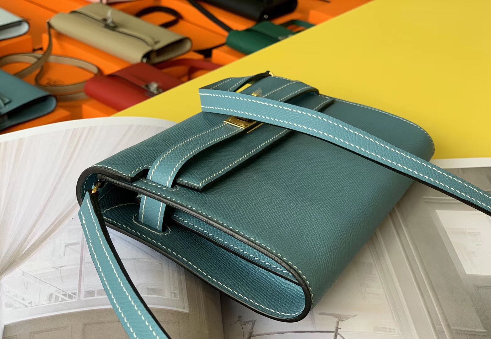 Hermes Kelly Classique To Go Wallet In Blue Jean Epsom Calfskin - Image 3