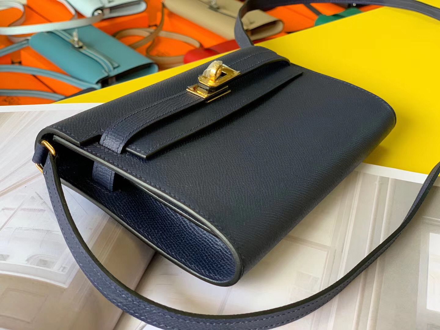 Hermes Kelly Classique To Go Wallet In Dark Blue Epsom Calfskin - Image 3