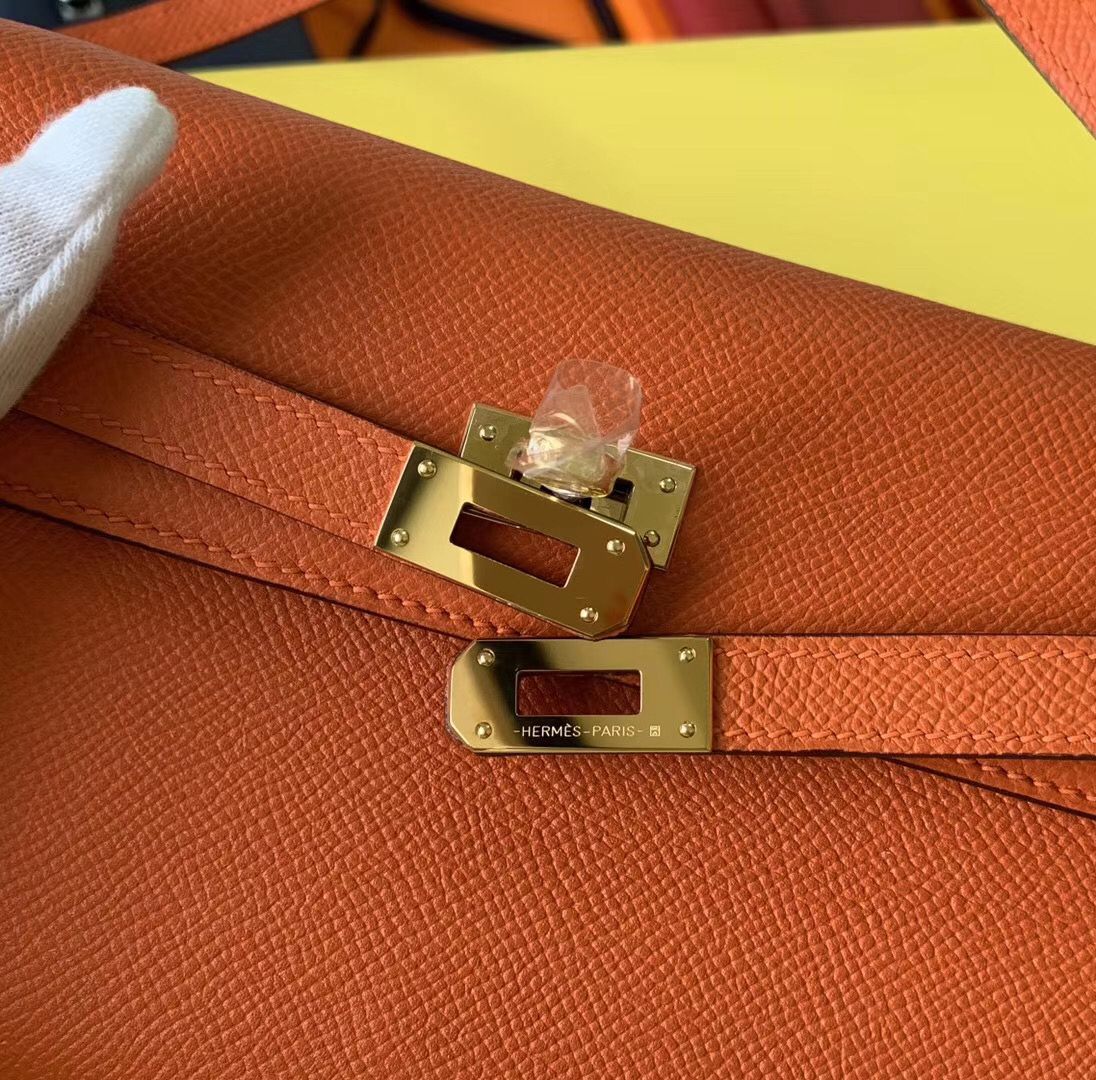 Hermes Kelly Classique To Go Wallet In Orange Epsom Calfskin - Image 6