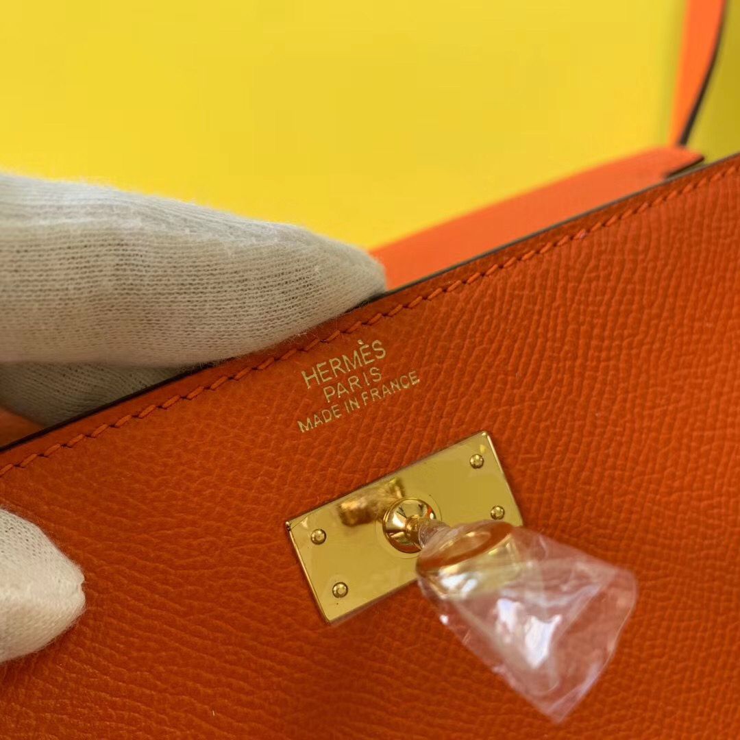 Hermes Kelly Classique To Go Wallet In Orange Epsom Calfskin - Image 7