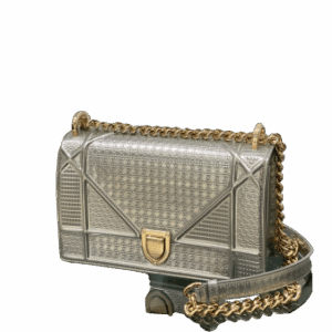 Christian Dior Metallic Silver Diorama Small Bag
