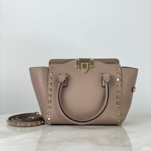 Valentino Nude Vitello Mini Studded Tote Bag W/ Strap