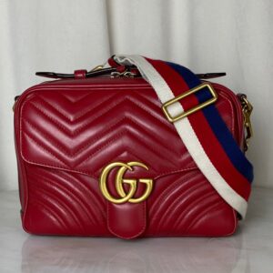 Gucci Red Marmont Top Handle Bag