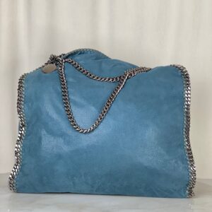 Stella Mccartney Blue Falabella Fold Over Tote Bag