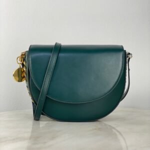 Stella Mccartney Dark Green Frayme Medium Flap Shoulder Bag