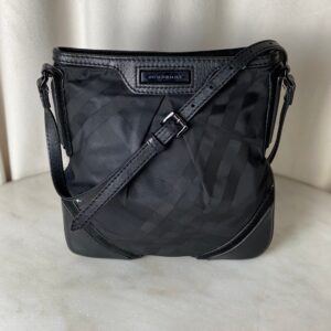 Burberry Black Smocked Check Crossbody Bag
