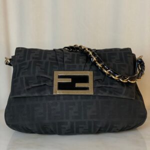 Fendi Black Mia FF Fabric Shoulder Bag