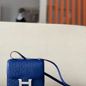 Constance 19 Ostrich Bleu Iris (77) Palladium Hardware