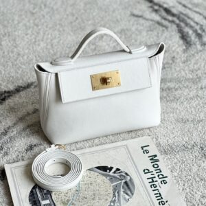 2424 Mini 21 Evercolor And Swift Blanc (01) Gold Hardware